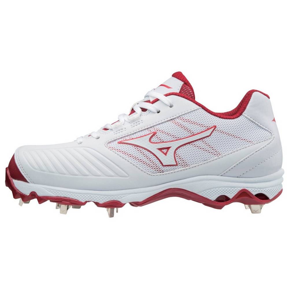 Womens Mizuno 9-Spike Advanced Sweep 4 Low Metal Softball Cleats White/Red Philippines (RINJQE439)